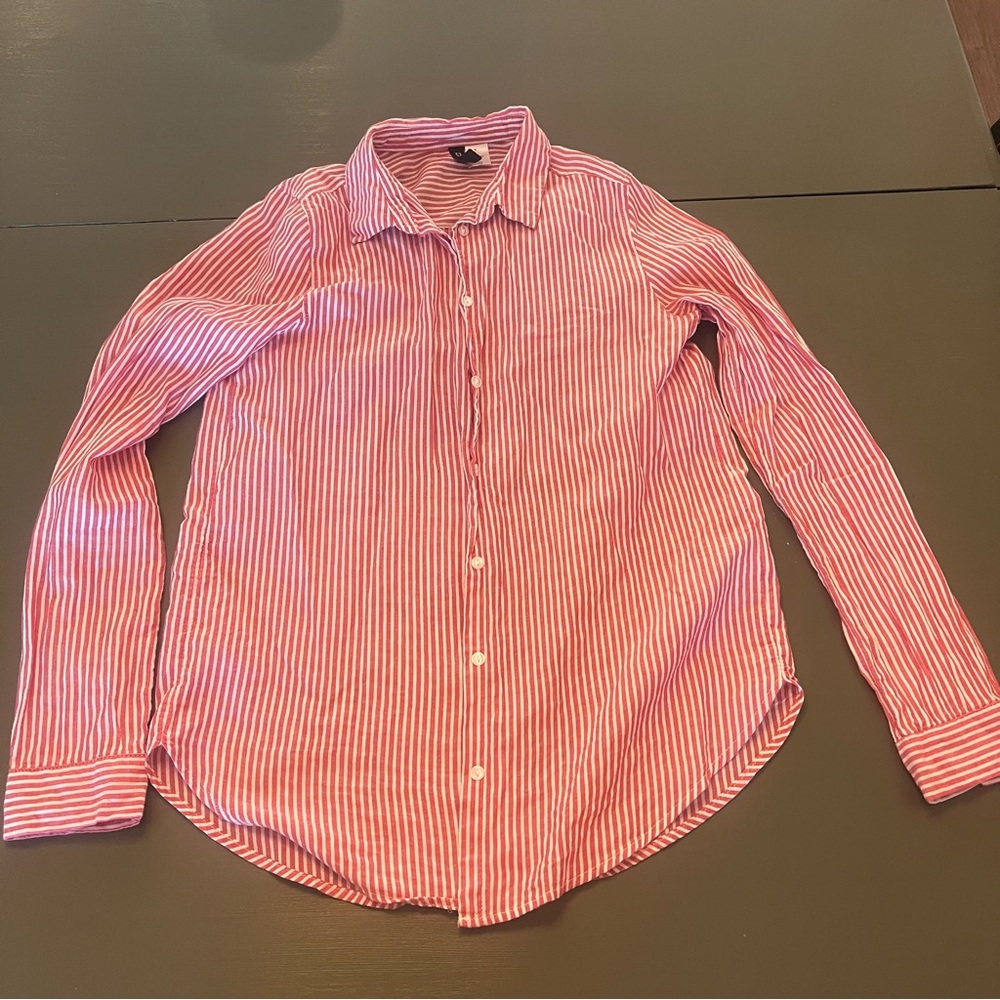 Striped Pink Button-Up Women’s Shirt